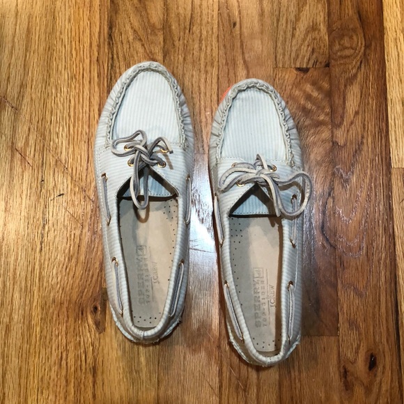 Blue and white striped top sider sperrys - Picture 1 of 8